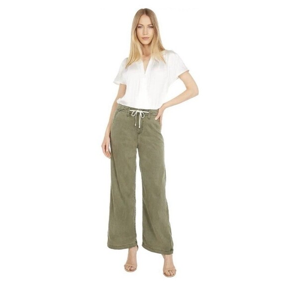NWT Paige Carly High-Rise Wide-Leg Jeans Ivy Green Women's Size 20W MSRP $225 - Picture 1 of 11